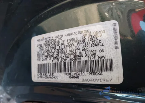 2000 Toyota Sienna Xle from USA, damaged, VIN 4T3ZF13C8YU304699